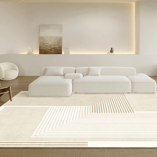 modern minimalistic rug abstract area rug non slip carpet quick drying side view