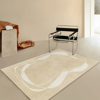 modern minimalistic rug luxury european woven rectangle carpet non slip side view