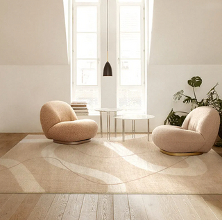 modern minimalistic rug abstract area rug non slip polyester floor mat side view