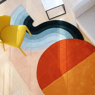 irregular carpet art italian luxury rug abstract design polyester side view
