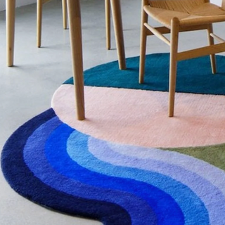 irregular carpet art italian luxury rug abstract design non-slip feature side view