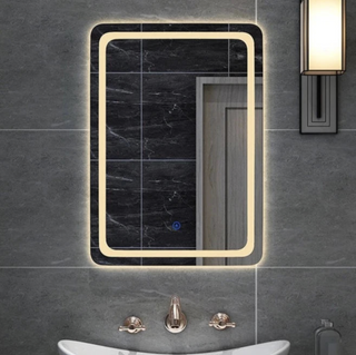 LED copper glass defogging smart bathroom mirror top view