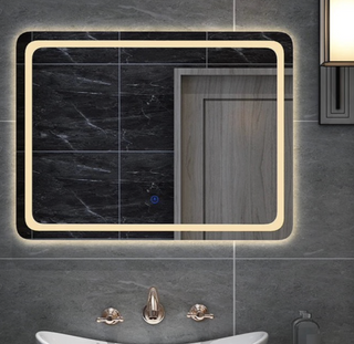 LED modern smart defogging bathroom mirror angle view