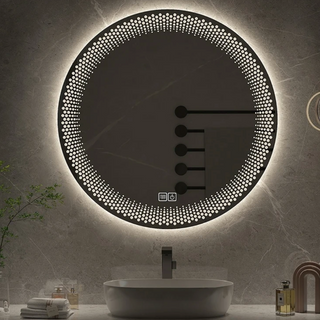 LED round adjustable smart bathroom mirror set view