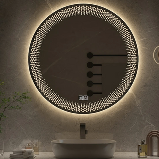 LED round adjustable smart bathroom mirror lifestyle view