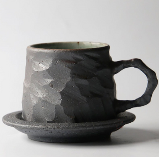 retro ceramic mugs handcrafted vintage style 300ml durable drinkware cups natural view