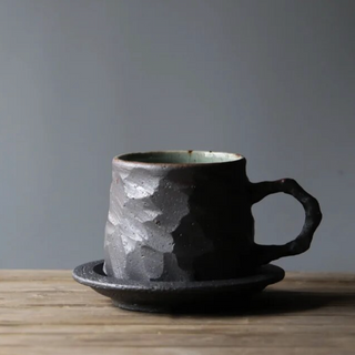 retro ceramic mugs handcrafted vintage style 300ml durable drinkware cups detail