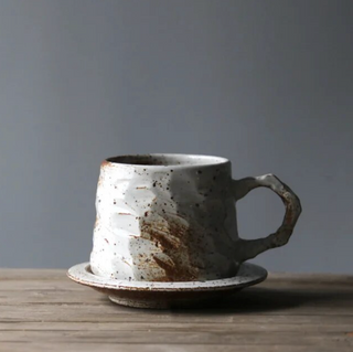 retro ceramic mugs handcrafted vintage style 300ml durable drinkware cups side view