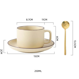 ceramic coffee cup handcrafted mug set durable 250ml vanilla drinkware lifestyle view