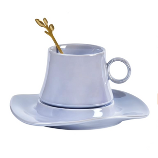 luxury coffee cup handcrafted ceramic small 180ml light lilac mug front view