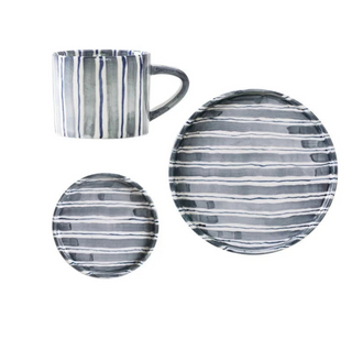 ceramic mug collection handcrafted toscana grey blue striped coffee cups set product view