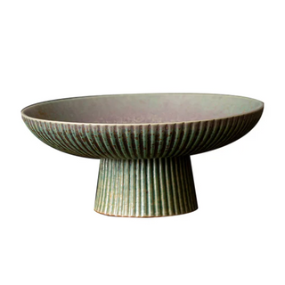 vintage ceramic bowl earthworks handcrafted porcelain serving dish earth tone display front view