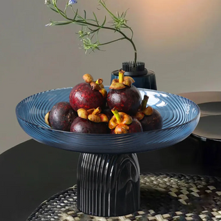 crystal glass bowl earthworks handcrafted luxury dining fruit bowl elegant tableware close-up