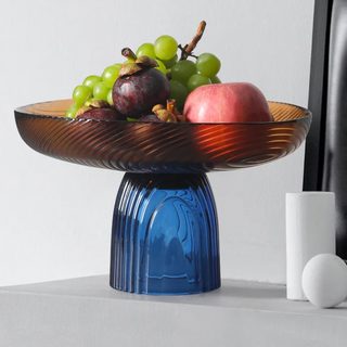 crystal glass bowl earthworks handcrafted luxury dining fruit bowl elegant tableware side view