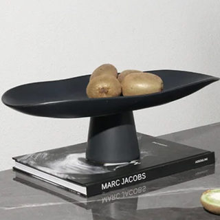 resin fruit plate earthworks handcrafted italian resin plate elegant black platter serveware close-up