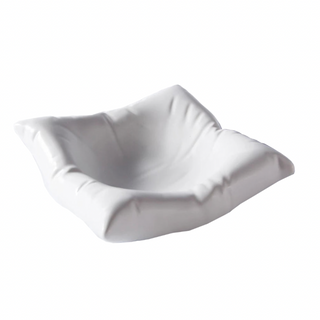 luxury ceramic bowl earthworks handcrafted porcelain serving dish unique pillow design front view
