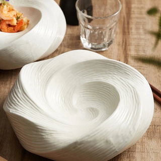 ceramic serving plate earthworks imperial plate collection handcrafted porcelain dinnerware side view