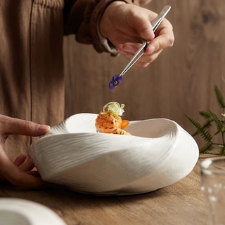 ceramic serving plate earthworks imperial plate collection handcrafted porcelain dinnerware detail