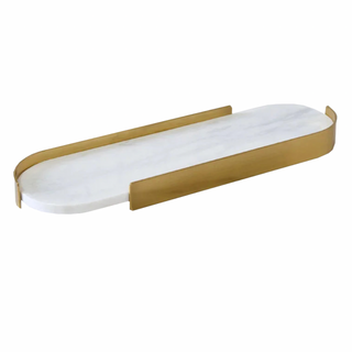 golden marble stone tray earthworks handcrafted serving gold border side view