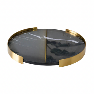 marble stone tray earthworks rounded black gold border eco-friendly artisan close-up