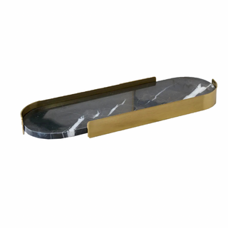 marble stone tray earthworks rounded black gold border eco-friendly artisan set view