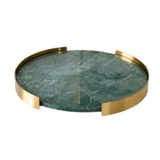 marble stone tray earthworks rounded golden border eco-friendly stone front view
