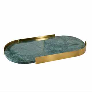 marble stone tray earthworks rounded golden border eco-friendly stone side view