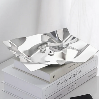 luxury stainless steel tray earthworks handcrafted 304 steel serving platter set view