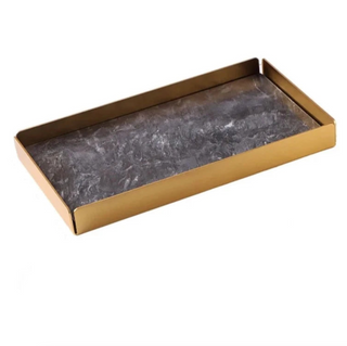 marble stone tray earthworks eco-friendly rectangle golden border artisan luxury decor lifestyle view