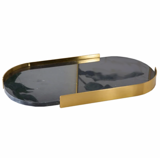 marble stone tray earthworks rounded black gold border eco-friendly artisan detail