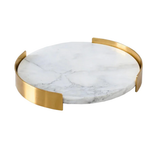 golden marble stone tray earthworks handcrafted serving gold border set view