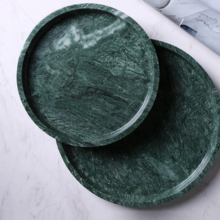 marble storage tray earthworks round green minimalist handcrafted stone tray side view