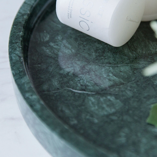 marble storage tray earthworks round green minimalist handcrafted stone tray detail