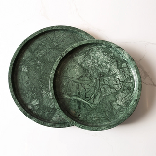 marble storage tray earthworks round green minimalist handcrafted stone tray close-up