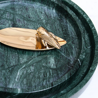 marble storage tray earthworks round green minimalist handcrafted stone tray set view