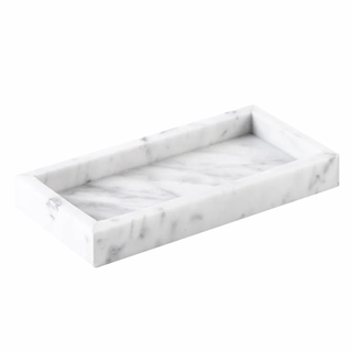 marble storage tray earthworks european minimalist round handcrafted stone organizer front view