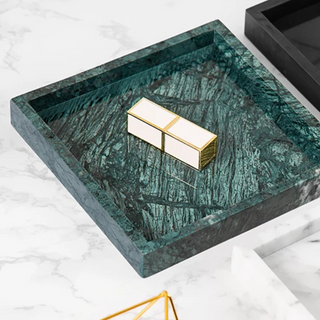 marble storage tray earthworks european minimalist round handcrafted stone tray green angle view