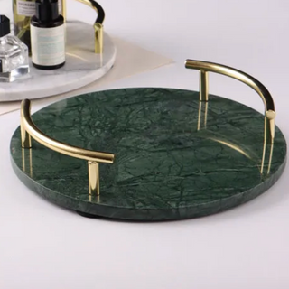 marble stone tray earthworks luxury round minimalist handcrafted storage angle view