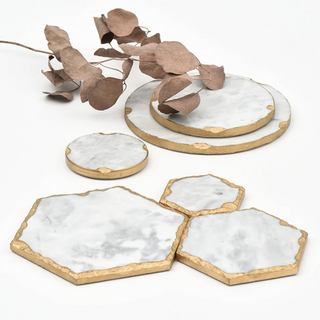 gold edge marble tray earthworks handcrafted european marble serving tray eco-friendly stone top view