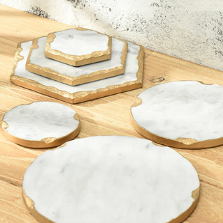 gold edge marble tray earthworks handcrafted european marble serving tray eco-friendly stone lifestyle view