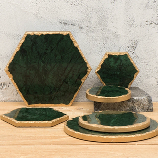 gold edge marble tray earthworks handcrafted eco-friendly stone tray luxury finish lifestyle view