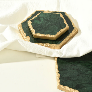 gold edge marble tray earthworks handcrafted eco-friendly stone tray luxury finish top view