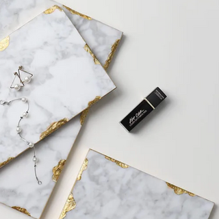 gold edge marble tray earthworks handcrafted rectangular stone tray luxury finish set view