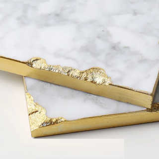 gold edge marble tray earthworks handcrafted rectangular stone tray luxury finish detail