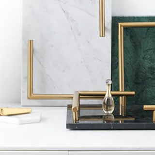 gold marble tray earthworks elegant handcrafted stone storage dish gold border product view