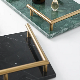 gold marble tray earthworks elegant handcrafted stone storage dish gold border lifestyle view
