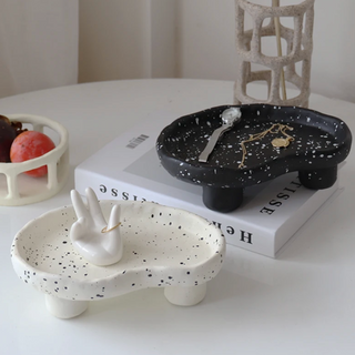 resin organic tray earthworks handcrafted tall feet eco-friendly serving 14x20cm set view