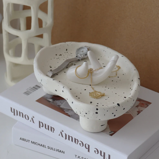 resin organic tray earthworks handcrafted tall feet eco-friendly serving 14x20cm angle view