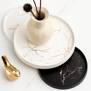 marble ceramic tray earthworks handcrafted eco-friendly decorative trinket dish side view