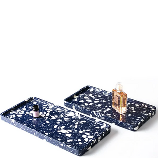 blue stone tray earthworks handcrafted italian artisan terrazzo deep sea blue decor detail